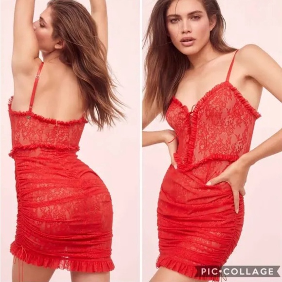 Every day is Valentine’s Day in this red lace  dress by For Love and Lemons - Picture 1 of 6